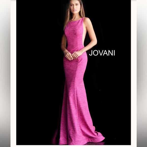 Jovani Dresses & Skirts - Jovani Fuchsia Backless Fitted Long Prom Dress 45830 Women’s Size 2 Side Cutout